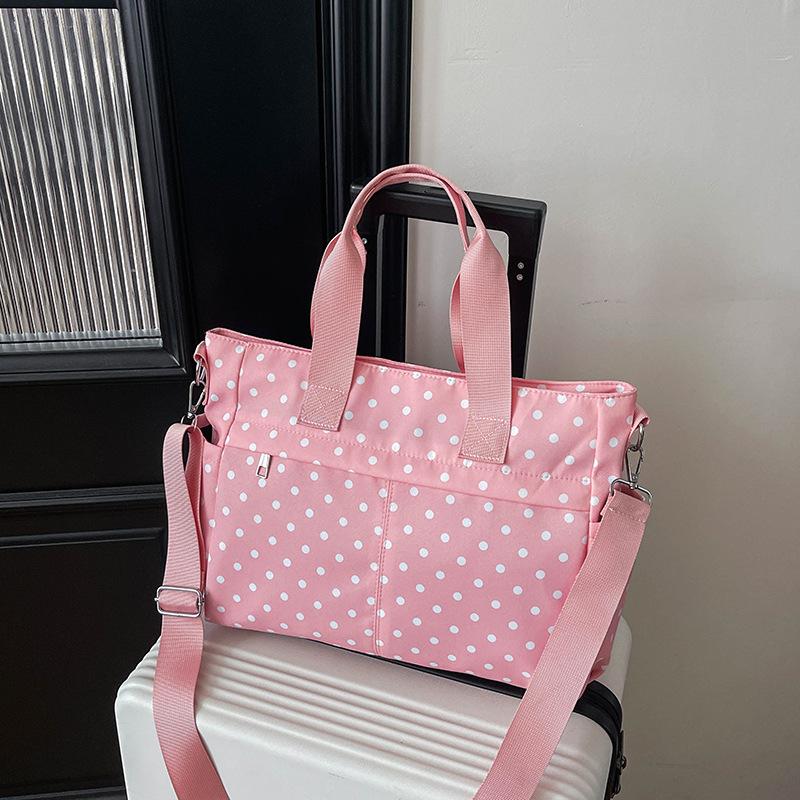 Polka Dot Large Capacity Travel Tote Bag Multi-color Lightweight Nylon Shoulder Handbag Casual Crossbody Bag Daily Commute Bag