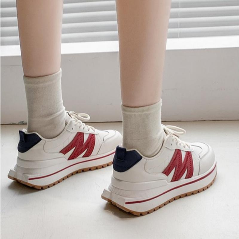 Herbst- und Winterschuhe für Damen, Damen-Sneaker, Weiße Sneaker, Low-Top mit runder Zehenpartie, Schnürschuhe, Freizeitschuhe