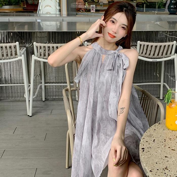 New Chinese style national style neck sling dress women s new summer small niche design short skirt S