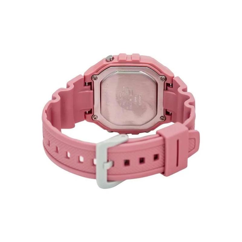Casio DIGITAL Series - Square Fashionable Sports Waterproof Quartz Movement Resin Strap Japanese and Korean Watch Women's Watch Pink Dial W-218HC-4AV