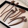 Wood Chinese Style Hairpin Cat Hair Chopstick Cute Wooden Hair Stick  Hairstyle Design Tool