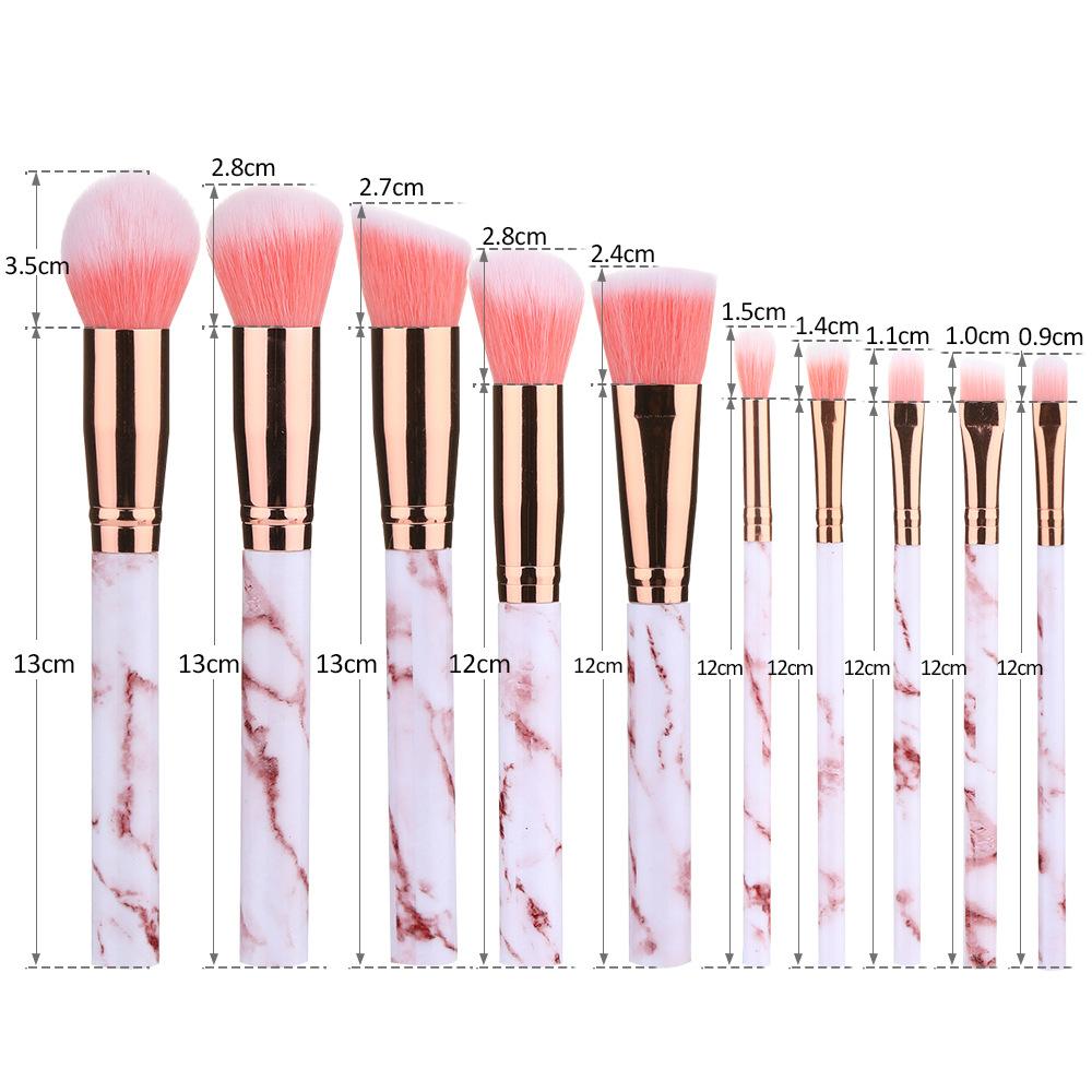 New 10 Makeup Brush Set Full Marble Beauty Tool Set Brush Blush Eyeshadow Brush