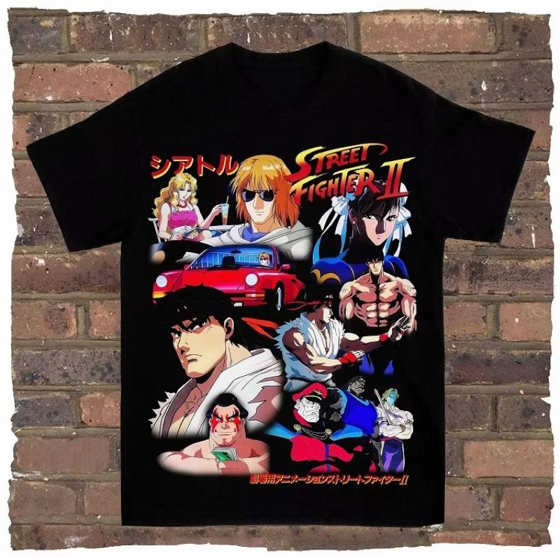 Game Spring Street Fighter Rock and Rap Loose High Street Highquality Mens Tshirts Womens Tshirts Couple Styles