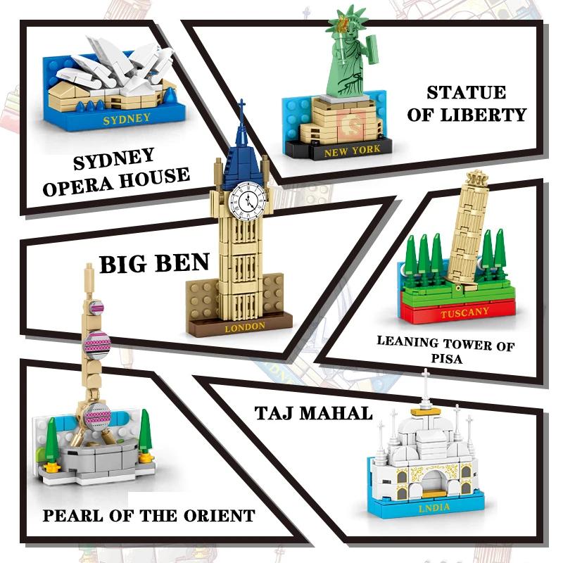 SEMBO BLOCK Fridge Magnets Bricks Landmark Building Blocks DIY Playsets Display Architecture Idea Gifts Toys Children Adults