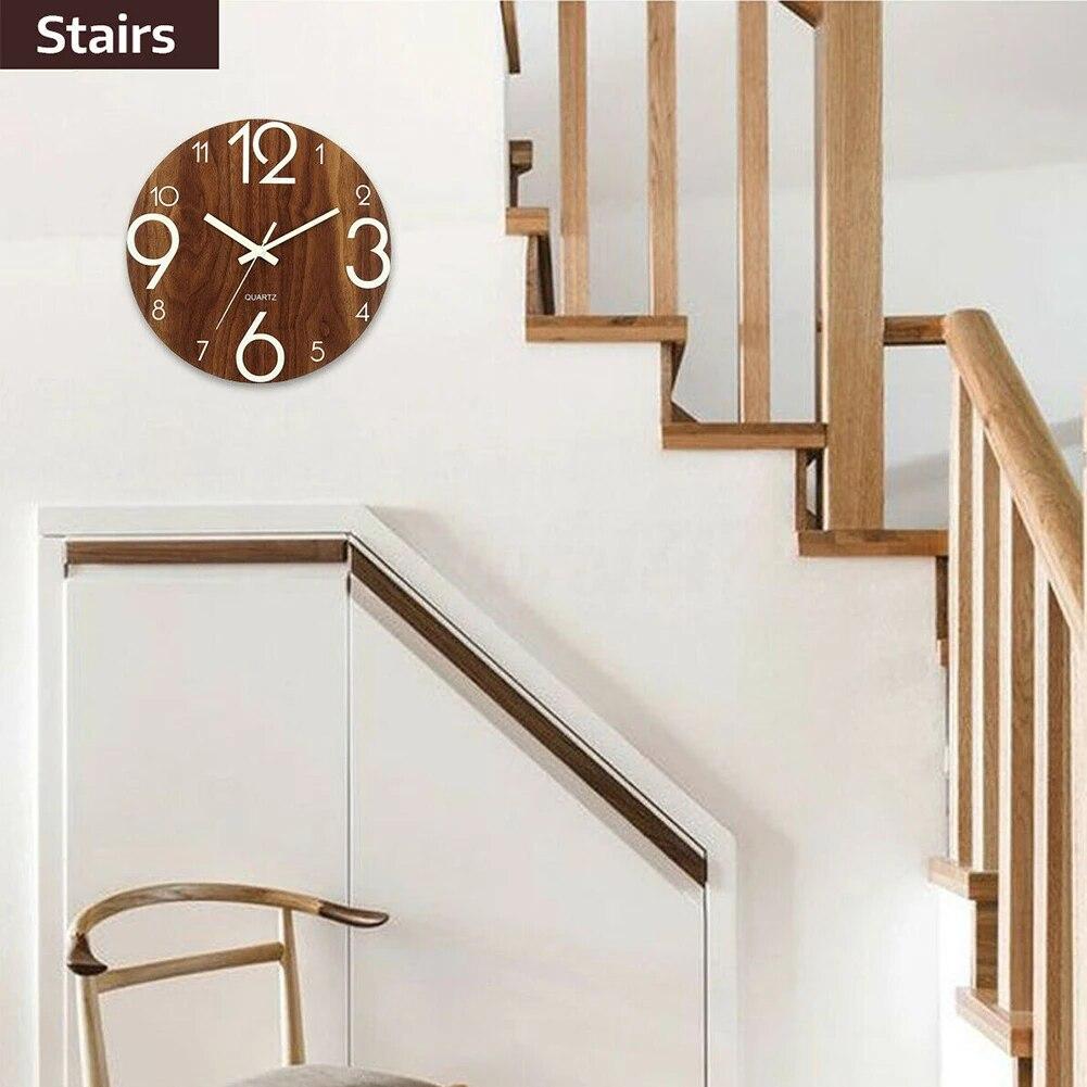 Luminous Wall Clock 12 Inch Wooden Silent Non-Ticking Kitchen Wall Clocks With Night Lights For Indoor/Outdoor Living Room Bed