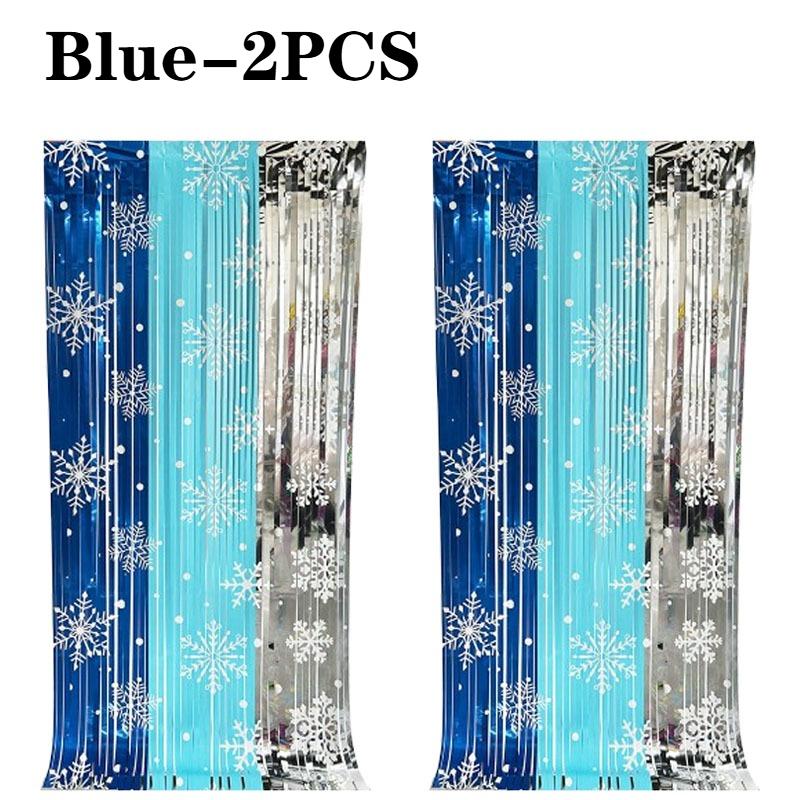 1-10PC Snowflake Tinsel Curtain Christmas Eve Party Decoration Metallic Foil FringeBackdrop for BirthdayWeddingPhotography Props