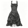 Women's Plus Size Gothic Corset Dress Vintage Lace Up Ruffle Layered Halloween Cosplay Prom Evening Party Formal Dress
