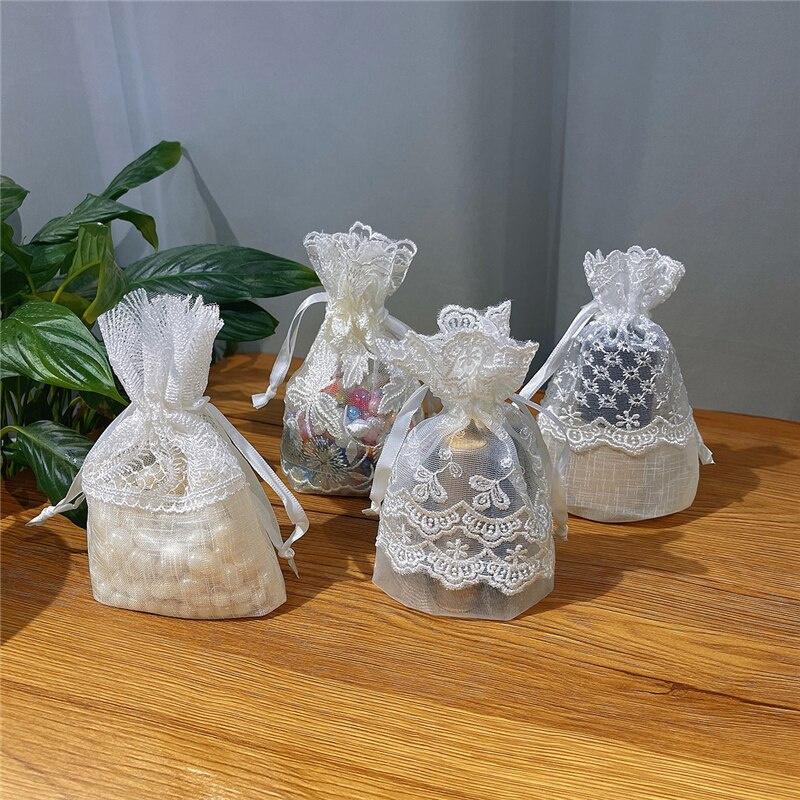 1 Stück/Beutel 10x14cm Exquisiter Verpackungsbeutel Modische Bestickte Kordelzugtaschen Spitze Große Blumen Tasche Geschenktasche Schmuckverpackung Hochzeitsgeschenk Verpackung