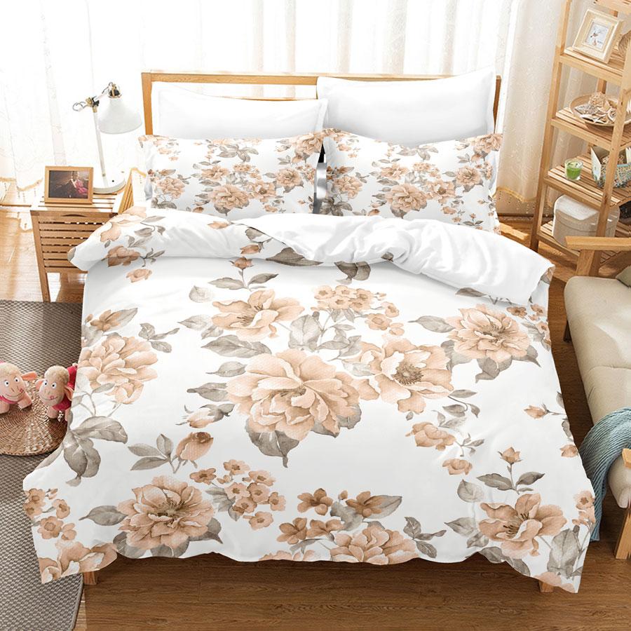 Flower Duvet Cover Set For Girls Women Bedroom Decor 3d Digital Print Polyester Comforter Cover Quilt Cover King Queen Full Size