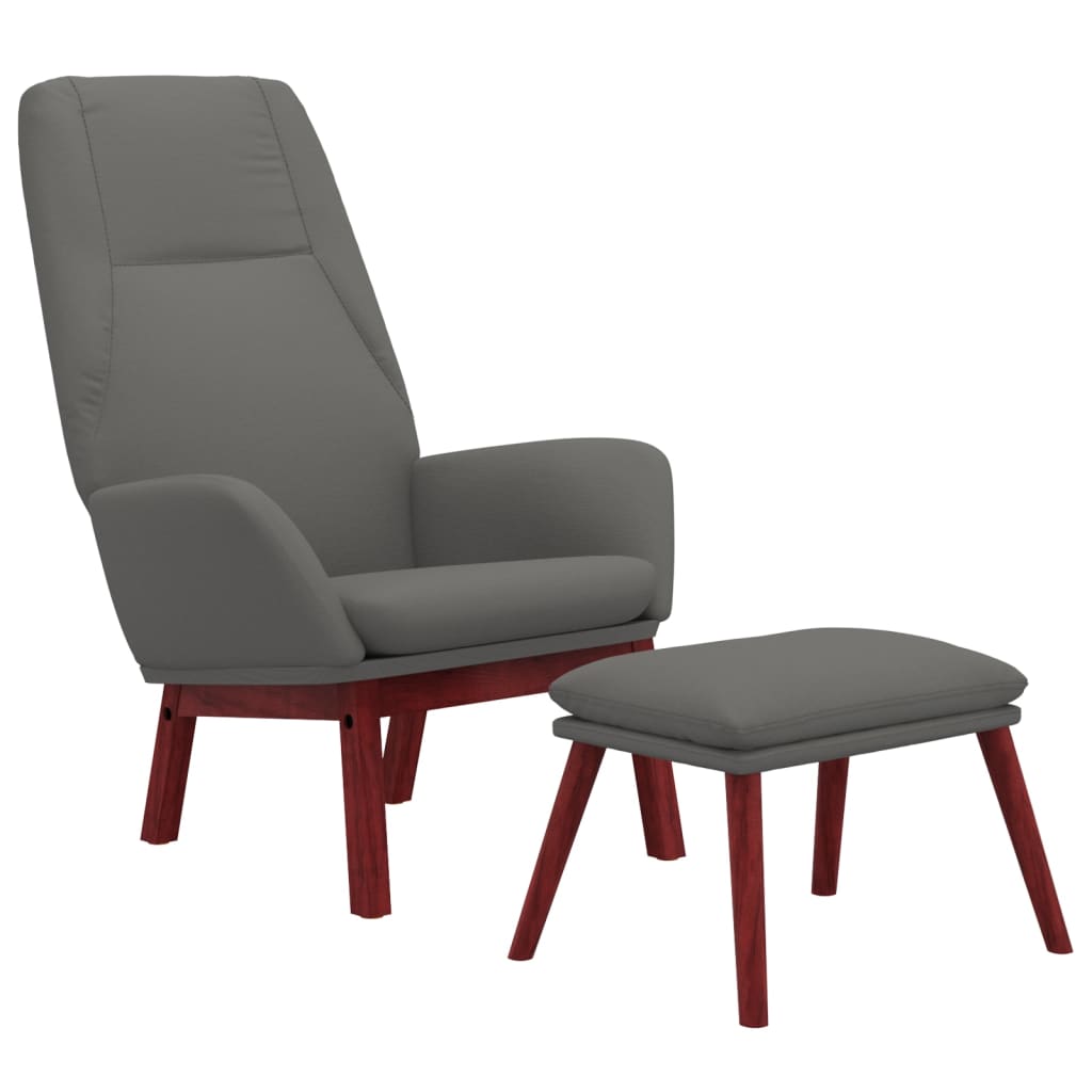 Relax Armchair with Footstool Light Grey Fabric