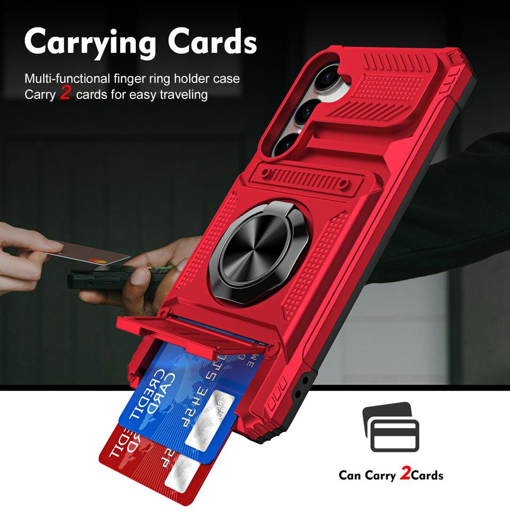 Samsung S25Edge Fusion Armor Phone Case with Card Slot & Magnetic Car Mount