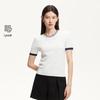 2025 Summer Lyocell Blend Knit Top with Contrast Letter Collar