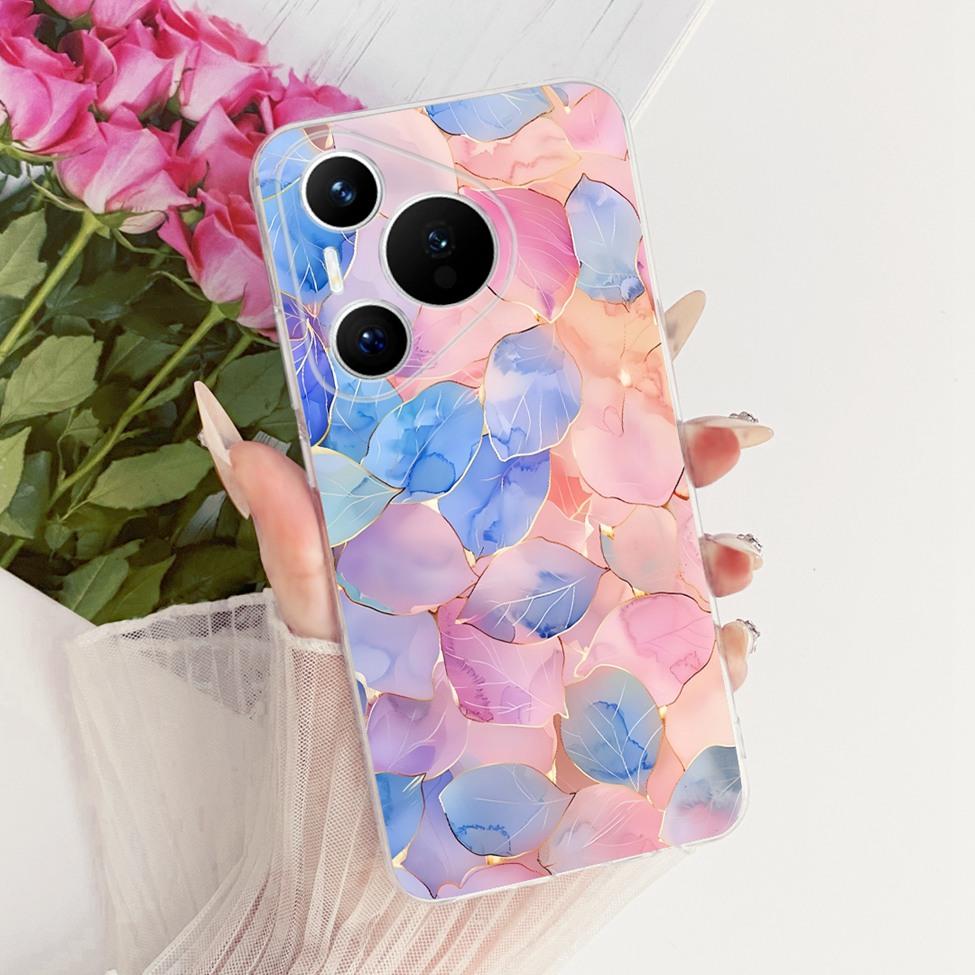 For Huawei Pura 70 Clear Case Aesthetic Luxury Cute Fashion Flowers Funny Painted Casing For Huawei ADY-LX9 ADY-AL00