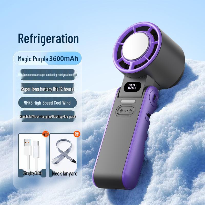 Portable Foldable Neck Fan with Digital Display & Stepless Speed