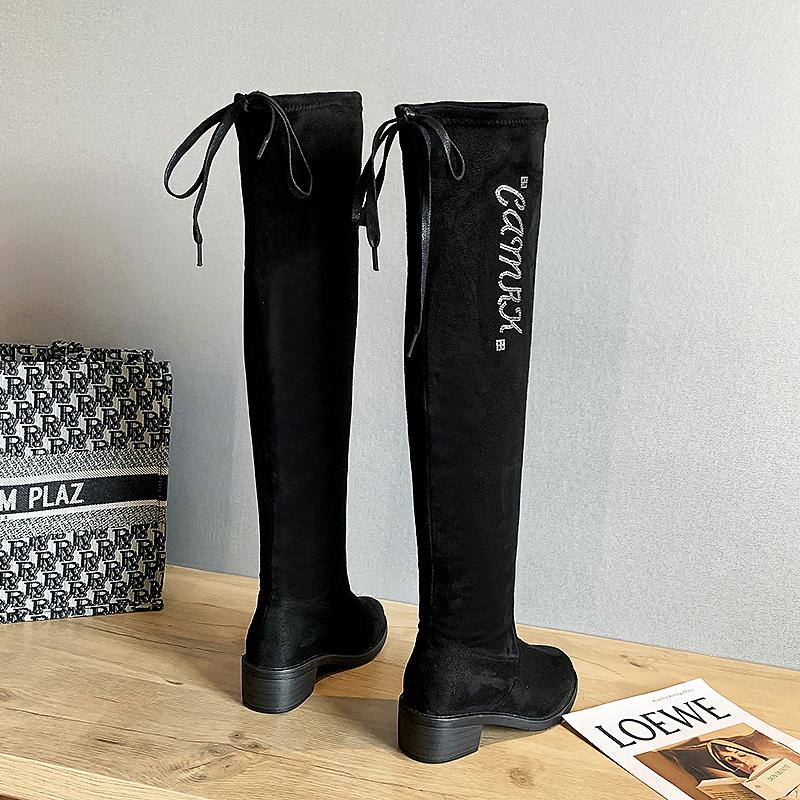 Cizme Peste Genunchi Sexy, Mulate, Elastice, cu Flock, Pantofi Femei 2024 Nou Toamnă Iarnă Dama Toc Înalt Lung Peste Coapsă Botas