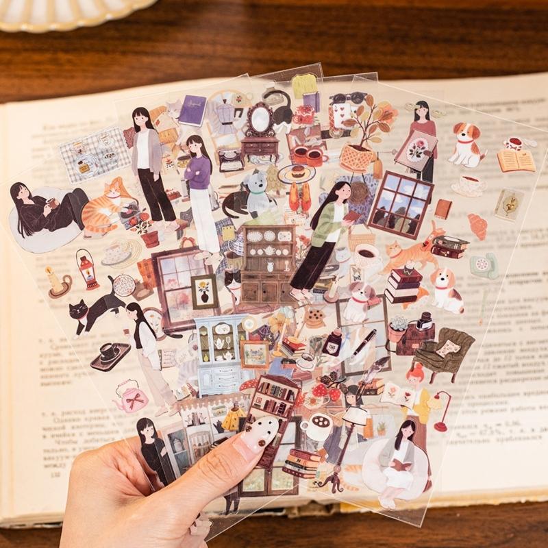 Artistic Decorative Scrapbook Sticker for Adult Student, Journaling Sticker Book Aesthetic Sticker Scrapbook Sticker