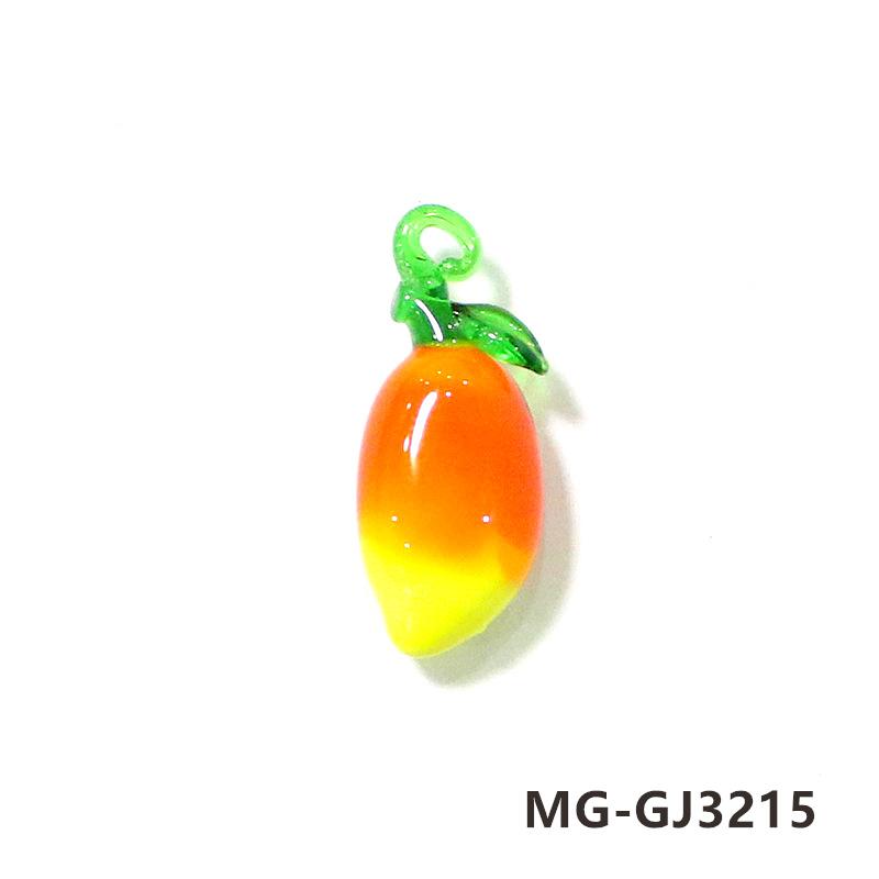 2Pcs Colorful Tiny Mango Charms Glass Pendant Cute Mini Fruits Ornaments DIY Craft Supplies Perfect Gifts for Handmade Lovers