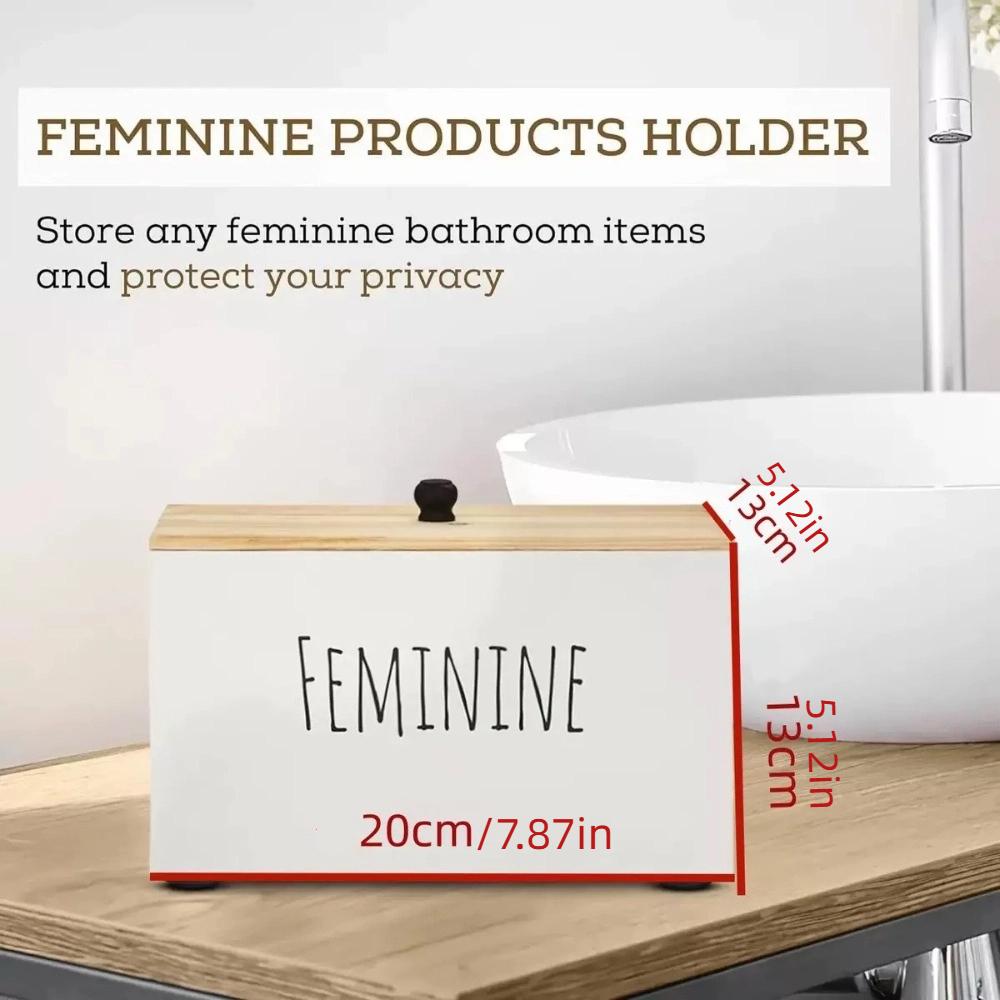 Wooden Cotton Pads Storage Box 1/3 Grids with Lid Lady Pad Storage Container Large Capacity Dust Proof Tampon Holder Bathroom