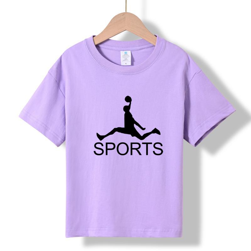

XH62 2026 Summer New Printed Cotton Round Neck T-shirt for Children Aged 1-16, Boys and Girls 150 фіолетовий