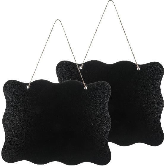 2 PCS Double Sided Hanging Chalkboard Signs, 8x10 Inch Small Wooden Erasable Memo Message Board, Vintage Chalk Board Sign with Hanging String for