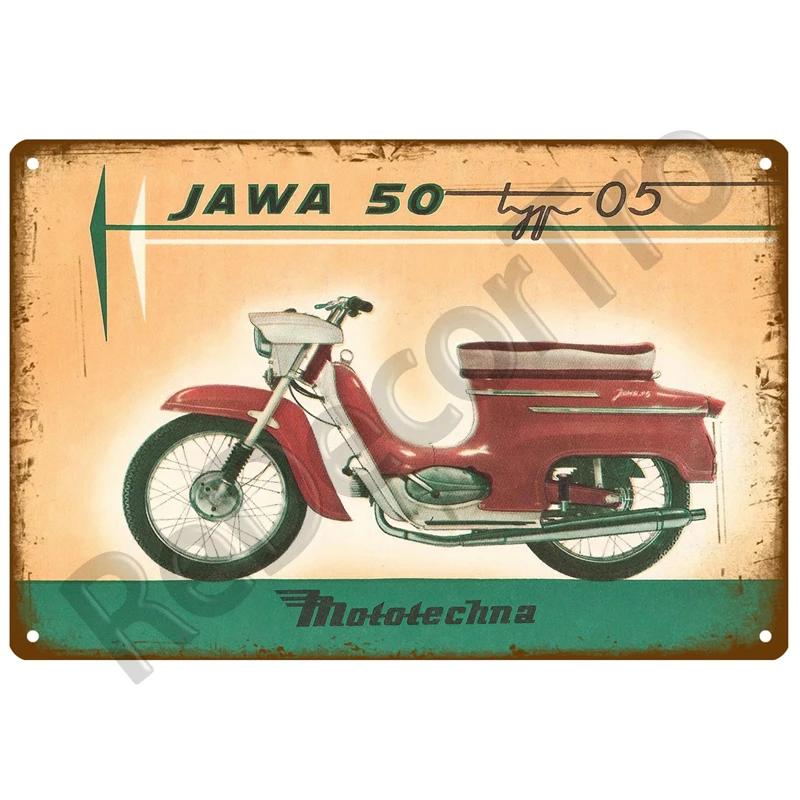 JAWA Vintage Nástěnný Plakát Vintage Retro Nástěnný Domácí Restaurace Dekorace Plaketa Kovová Nástěnná Dekorace Umění Kovová Značka Plechová Značka Talíř