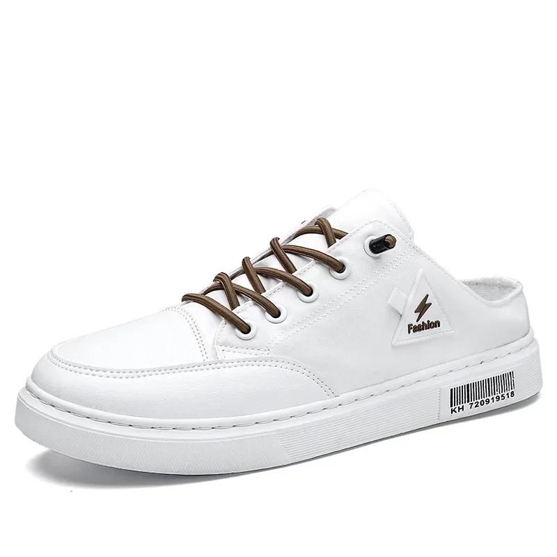 

Сетчатые полутапочки модные мужские парусиновые туфли мужские трендовые сандалии тапочки полутапочки Baotou выдолбленные дышащие мужские туфли 44