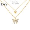 Butterfly Necklace Double Layer Rust-proof Alloy Jewelry Chain Pendant Personality Fashion Clavicle for Women