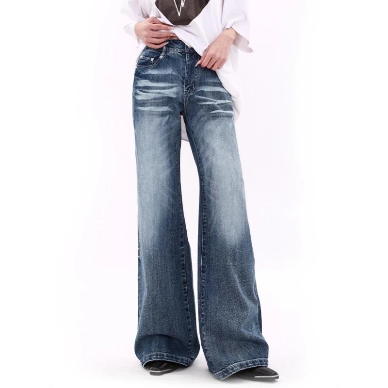 Y2k Vintage Wide Leg Jeans for Women Washed Casual High Waist Loose Denim Pants Streetwear Korean Straight Trousers