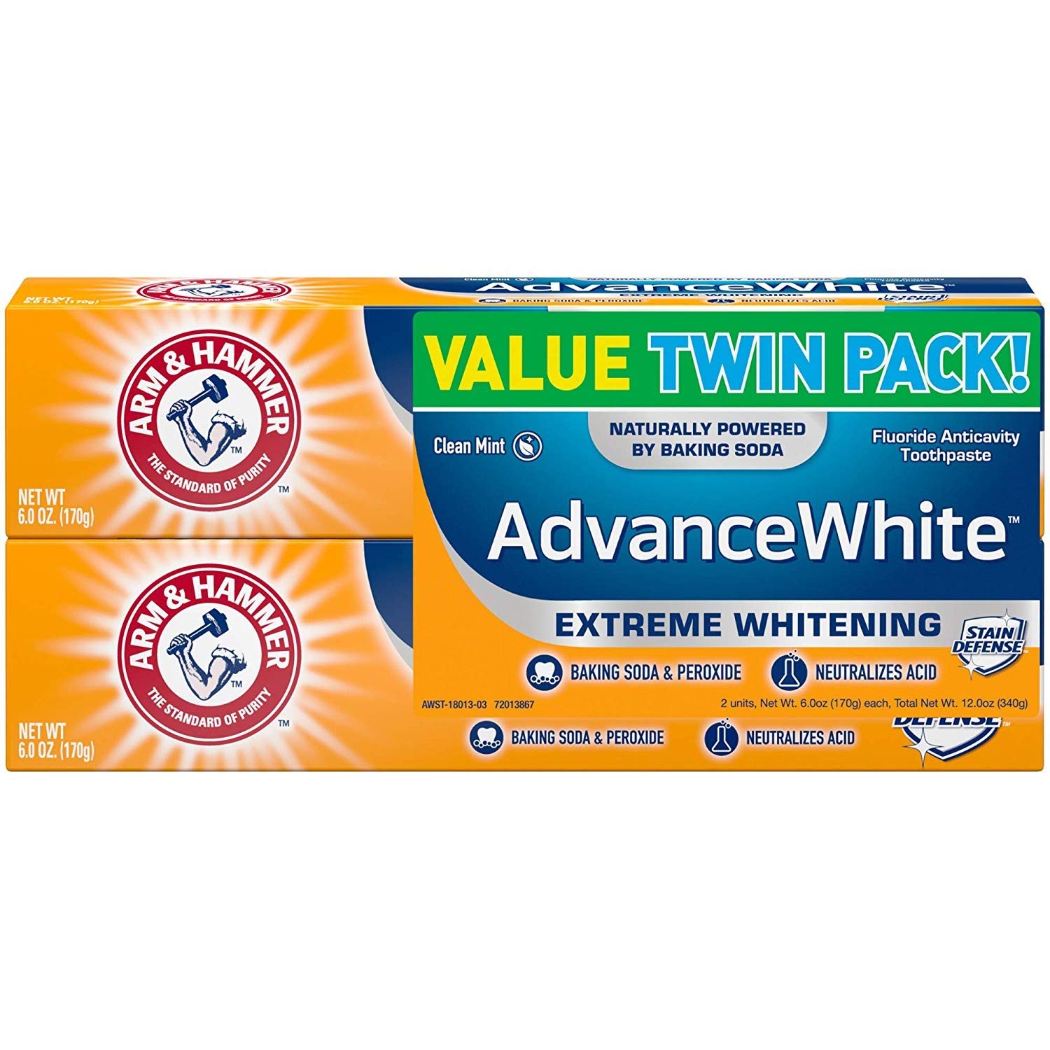 

Arm & Hammer Advanced White Toothpaste 2-Pack Toothpaste with Baking Soda & Peroxide