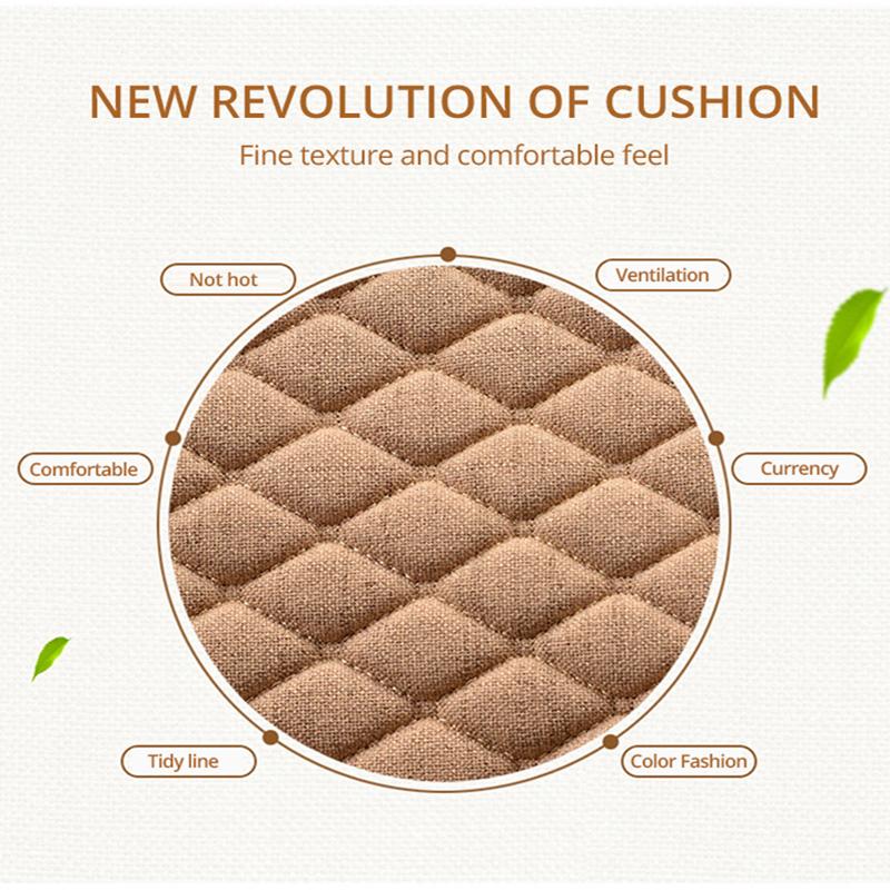 Linen Car Cushion Universal Size Car Seat Protector (Front + Rear) Anti-slip Cushion