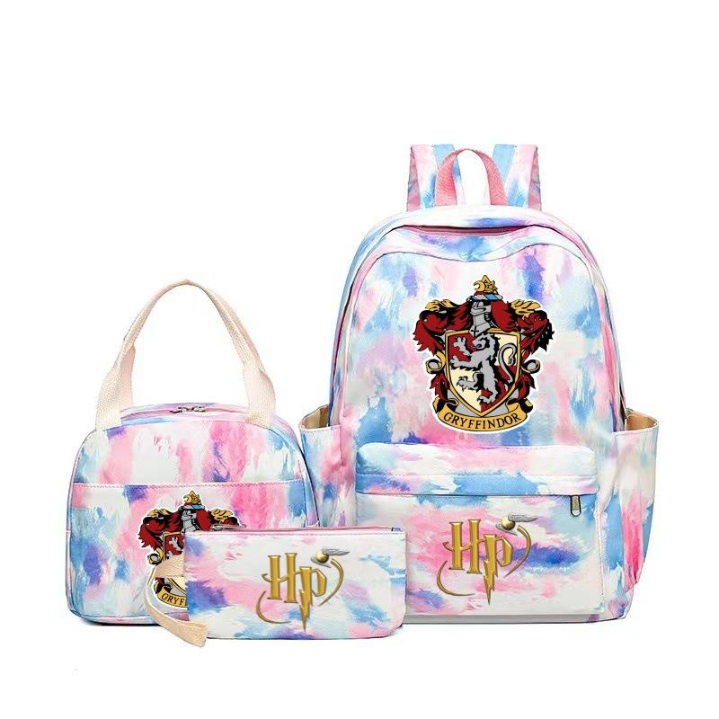 Large Capacity Schoolbag with Shoulder Strap; Student Three-piece Pencil Case Set
