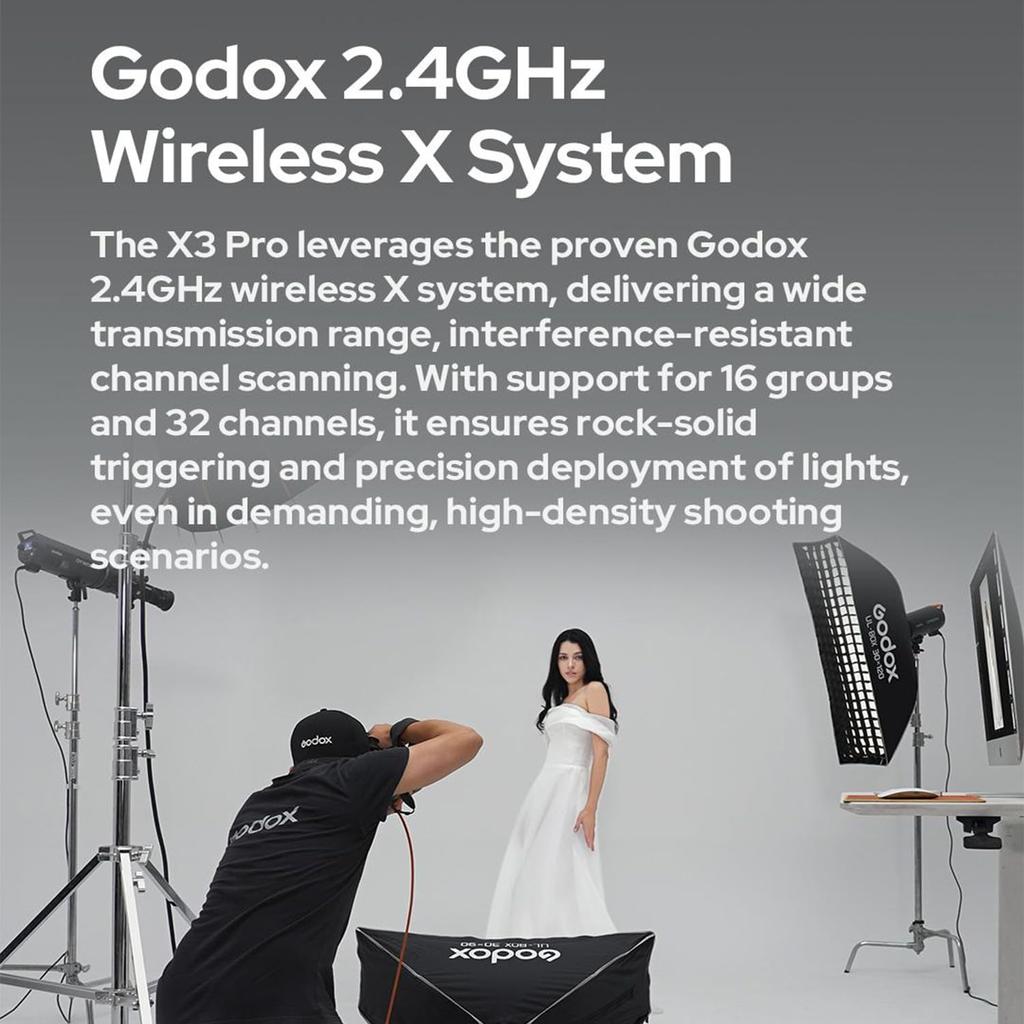 GODOX X3 PRO O TTL Wireless Flash Trigger for Olympus and Panasonic LCD Shutter Bluetooth APP Wireless X Upgrade 2.4G Cameras, 3.87V/2930mAh, 2.4-inch