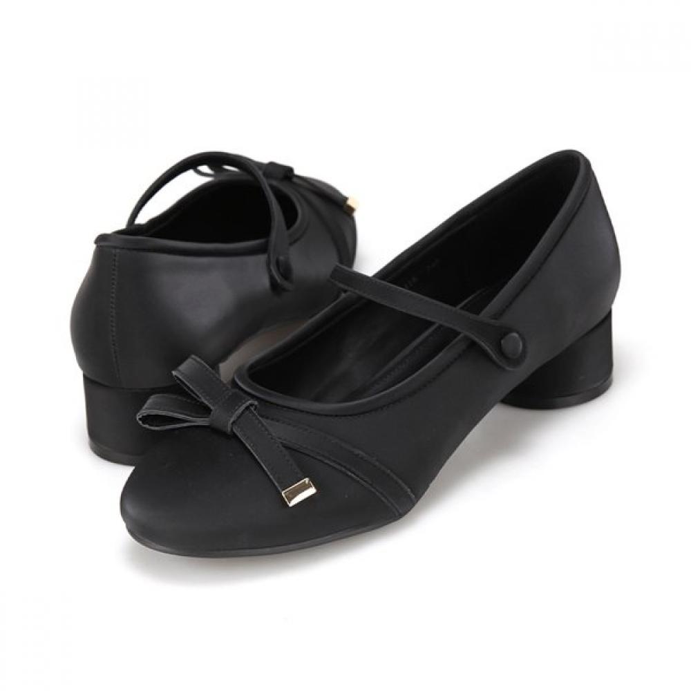 Barbara Leather Round Ribbon Mary Jane Pumps 3.5cm 2colors Bbj116