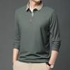 Frühling Herbst Herren Business Casual Langarmhemd Einfarbiges Poloshirt Atmungsaktiv Bequem Vielseitiges Oberteil