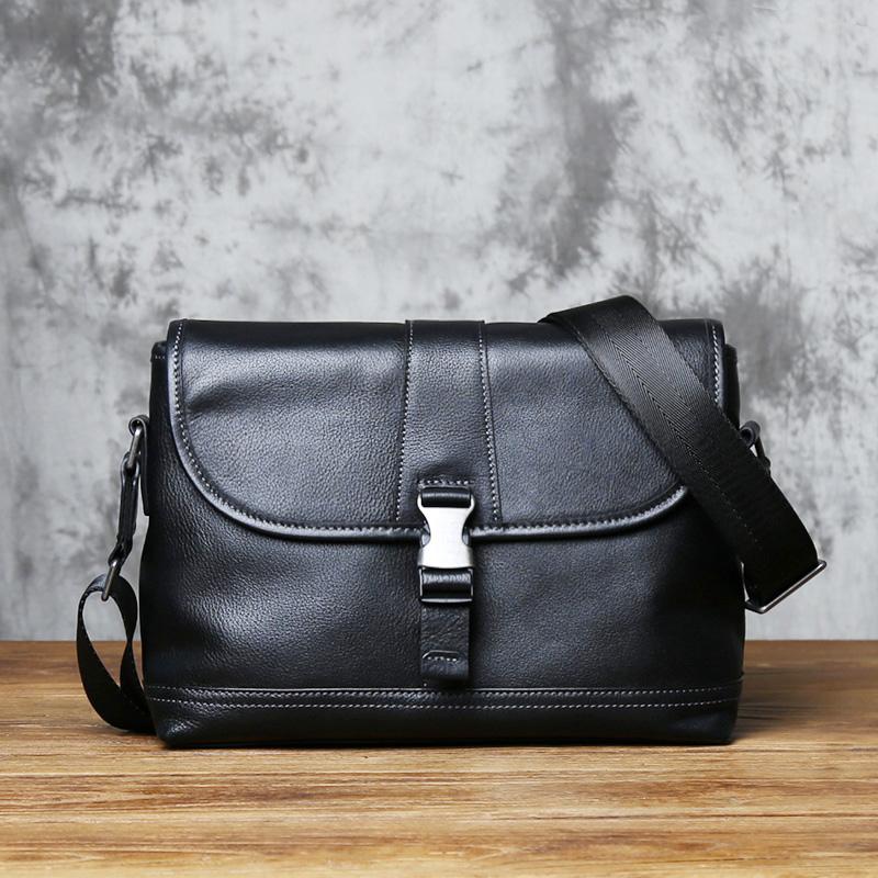 

NZPJ Genuine Leather Men s Shoulder Bag Trendy Top Layer Cowhide Crossbody Bag Flip Cover Men s Messenger Bag For 10 Inch IPad чёрный