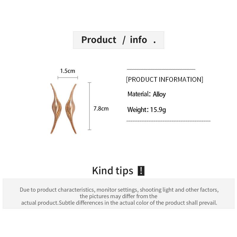 Exaggerated Curved Leaves Irregular Pendant Earrings for Women Simple Gold Color Flower Bone Long Tassel Drop Earrings Jewelry