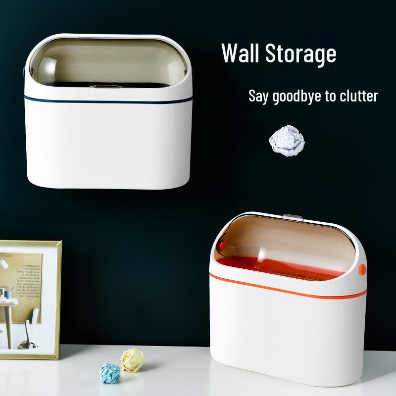 Mini Desktop Trash Can with Lid for Home or Office