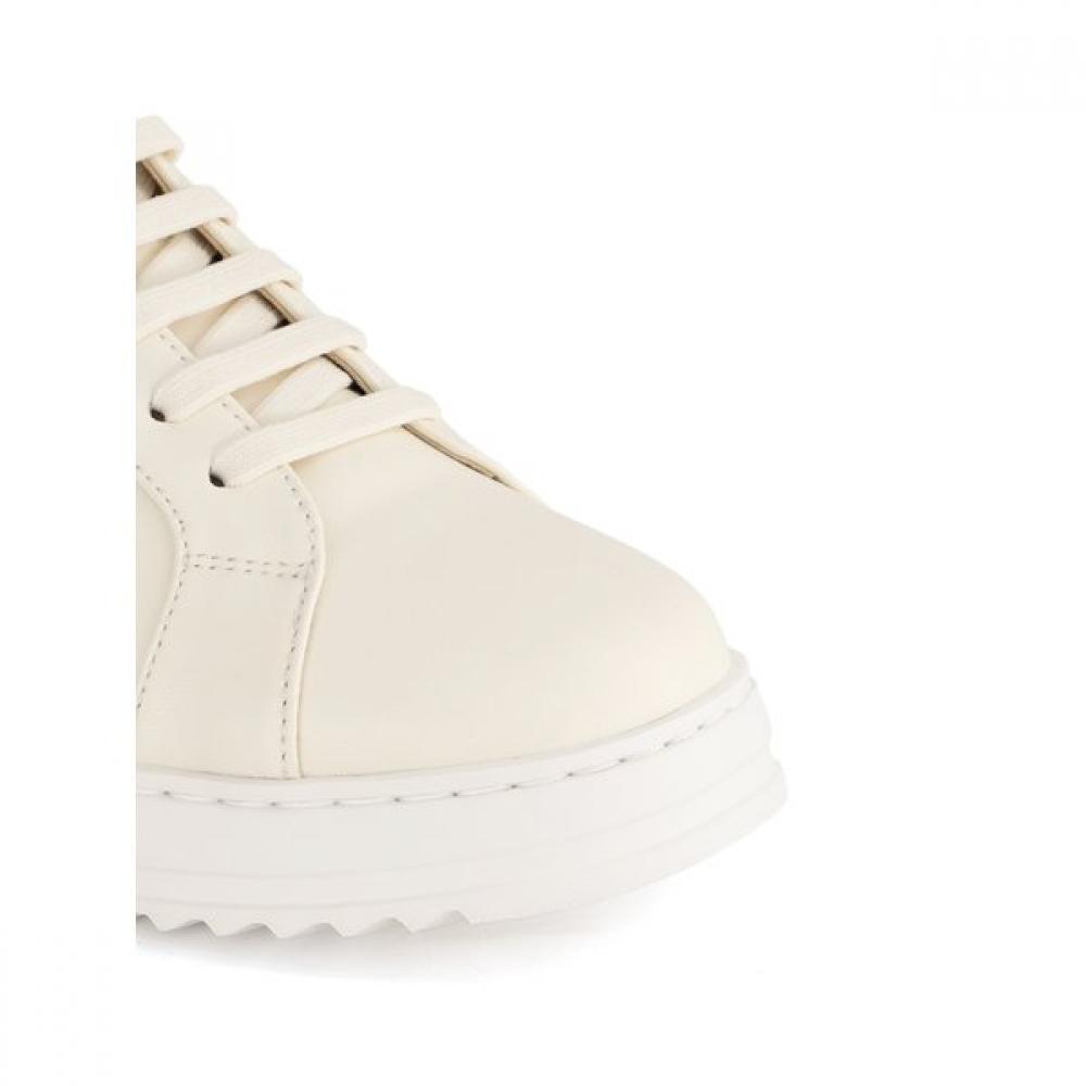 Daks Women Smile Pattern Comfort Height Increase Banding Sneakers Ivory Dlf602ls