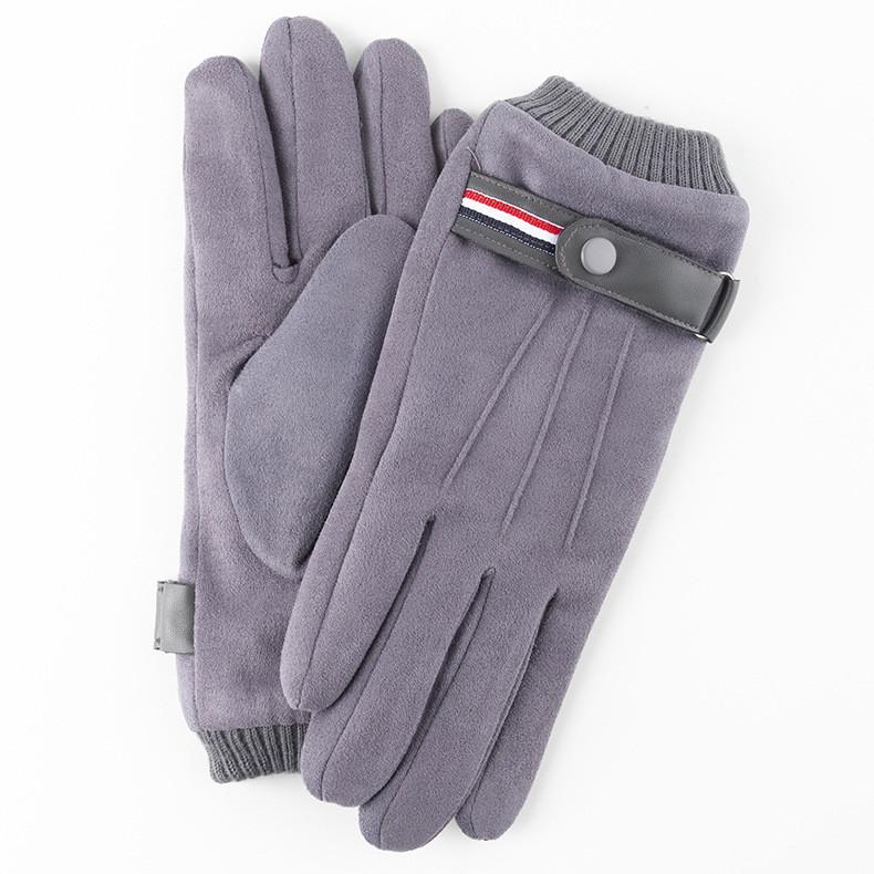 Winter Mens Thick Fleece Lined Leather Touchscreen Gloves For Outdoor Commuting