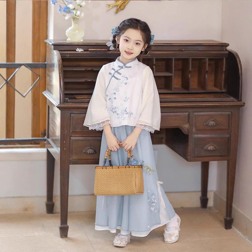 Girls' Super Fairy Hanfu - Spring/Autumn Long Sleeve Chinese Style Outfit