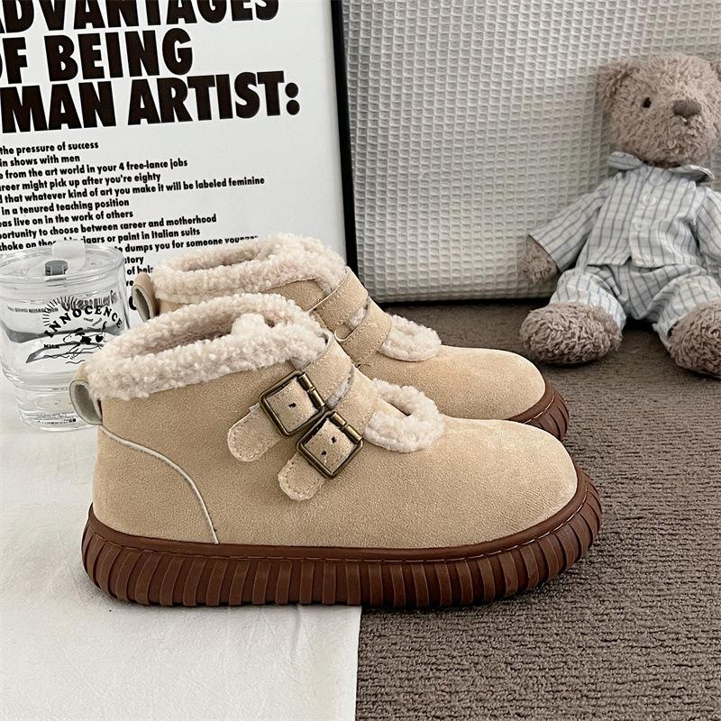 Northeast snow boots women's 2025 new winter versatile thick-soled piled thickened warm two cotton shoes non-slip outside