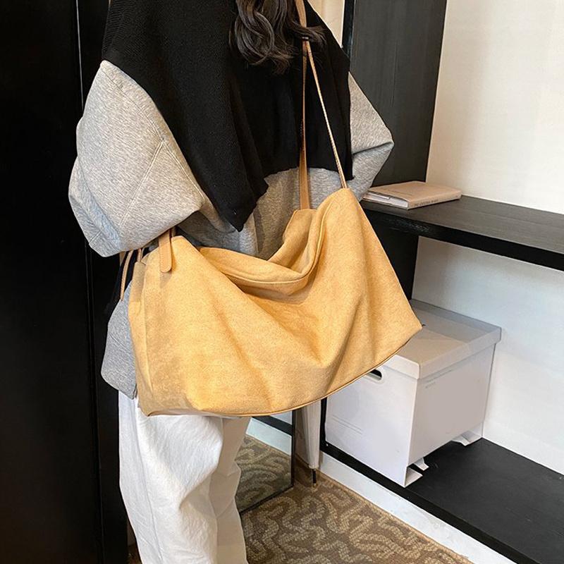 Yogodlns Autumn Winter Big Boston Luxury Designer Tote Soft Matte Suede Leather Women Handbag Female Shoulder Crossbody Bag