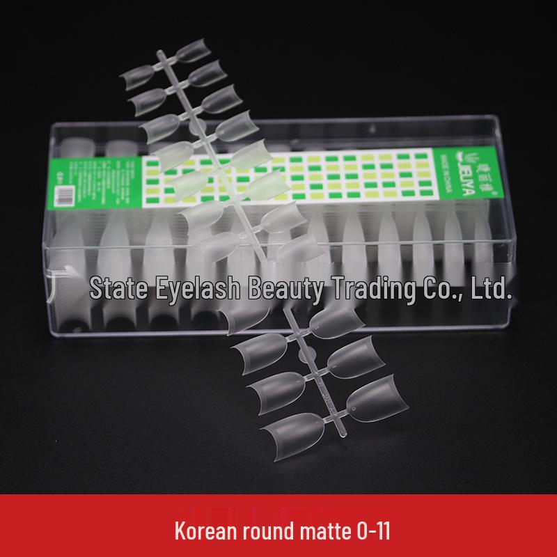 Crescent Curve Ultra Thin Shallow Half Cover Nail Tips - Transparent Frosted Milky White Extension for Salon Nail Art.