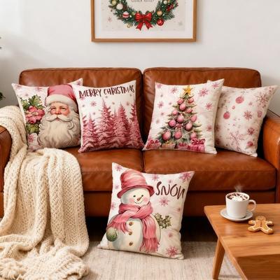 Christmas Pillow Cover Decorative Cushion Case Holiday Sofa Accent Cover for Living Room Winter Party Home Decoration