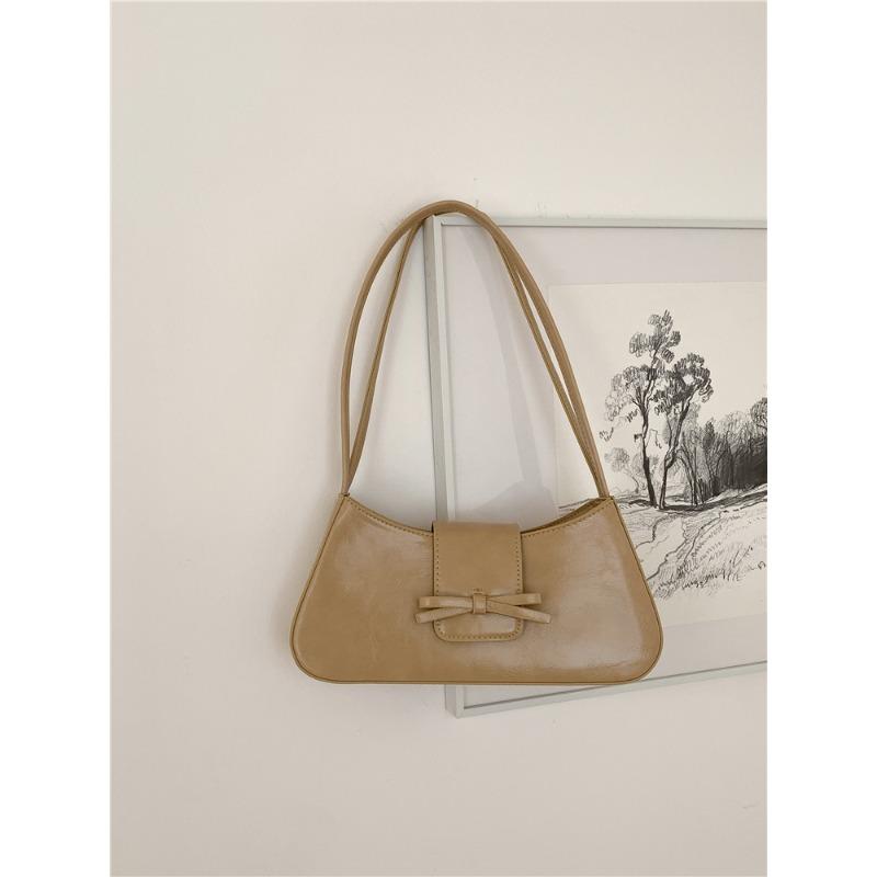 

Красная сумка женская сумка новая сумка-багет на плечо универсальная кожаная нишевая сумка-подмышка с бантом для женщин абрикосовый