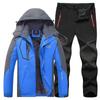 Conjunto de montanhismo de neve de inverno masculino, jaqueta quente à prova d'água ao ar livre + calças quentes, conjunto de 2 peças