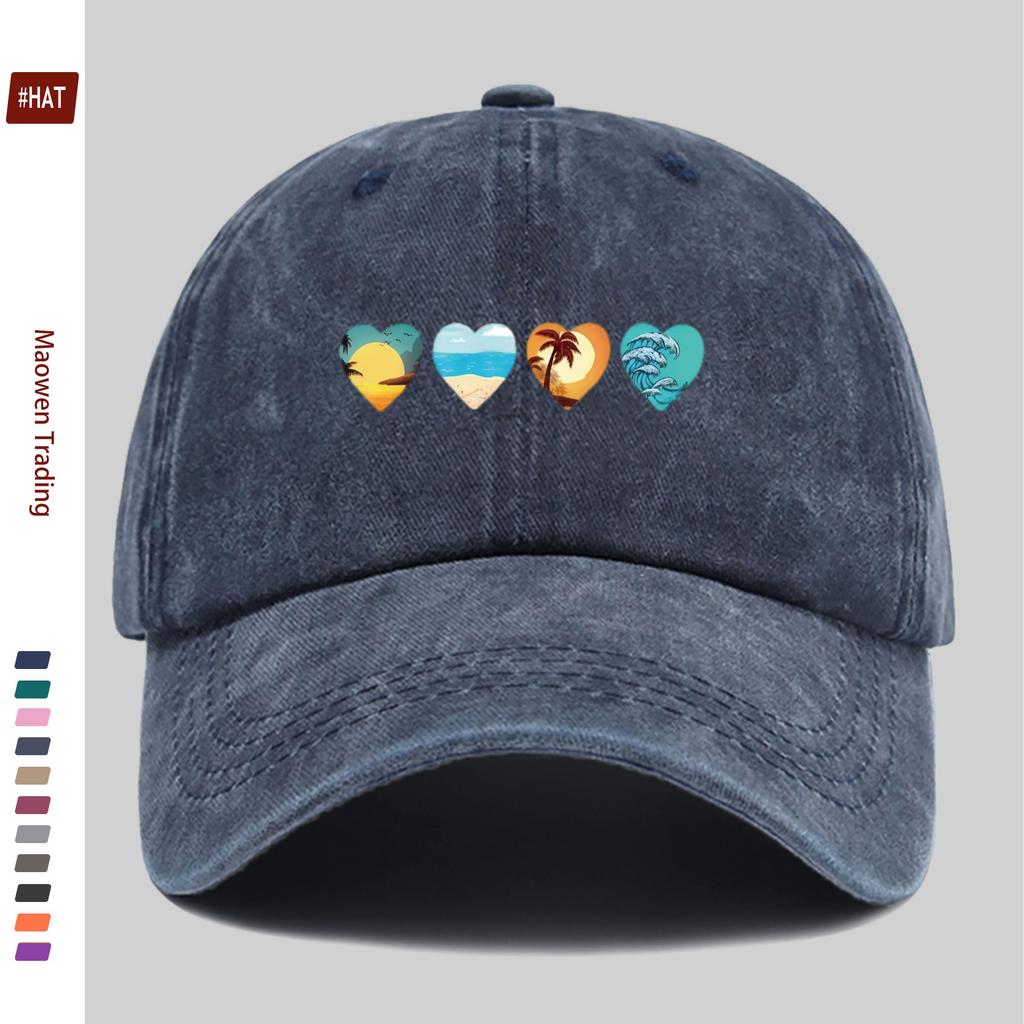 Pc HeartShaped Sunrise and Sunset Wave Letter Pattern Print Baseball Cap Printed Golf Hat Loved by Casual Travelers Home Lei