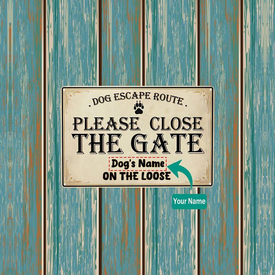 pc Custom Vintage Dog Metal SignPersonalized Escape Route Alu xcm Backyard Decor (For Decoration Only)