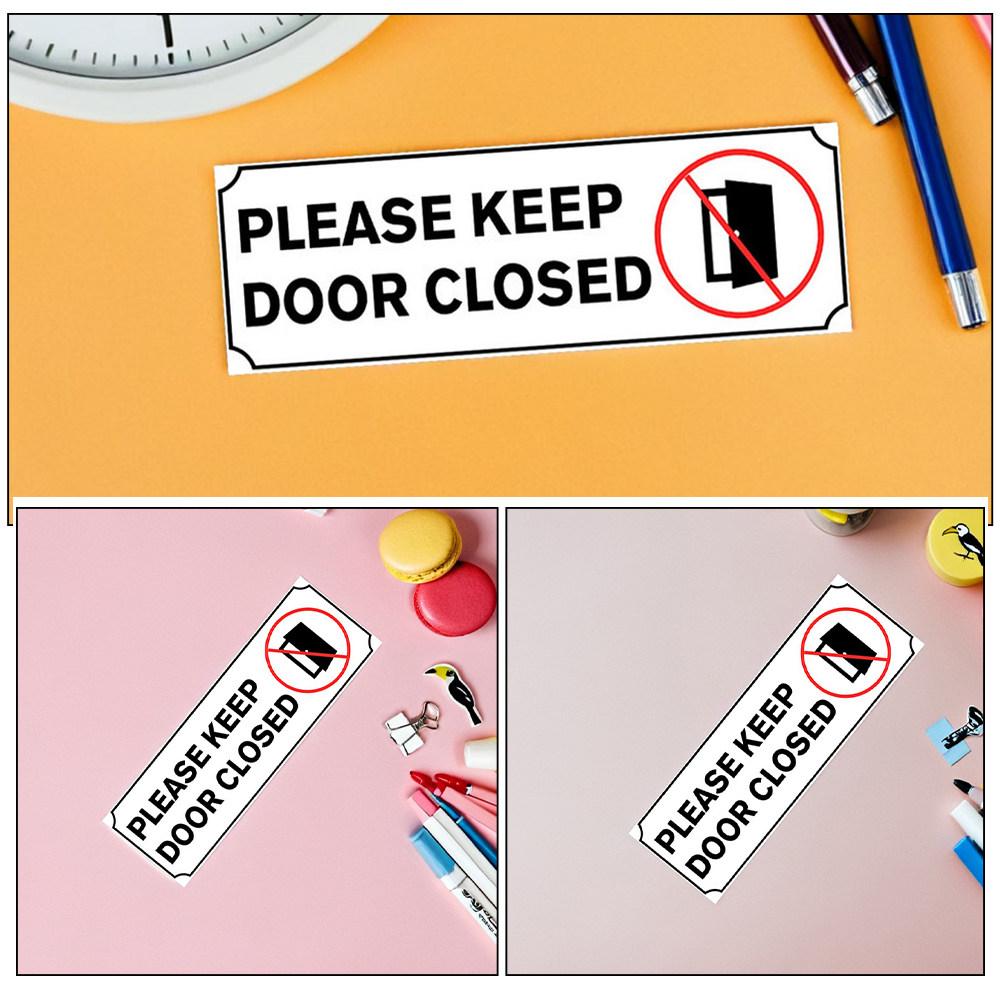 4Pcs Door Closing Reminder Sticker PVC Keep Door Closed Decal Clear Message for Workplace Safety and Energy Efficiency