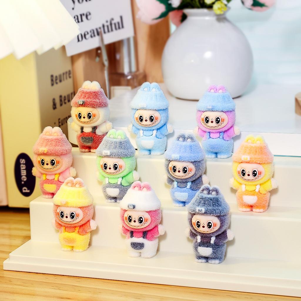 10pcs Cool Rabbit Plush Doll Trendy Play Cute Grain Desktop Ornament DIY Keychain with Pendant